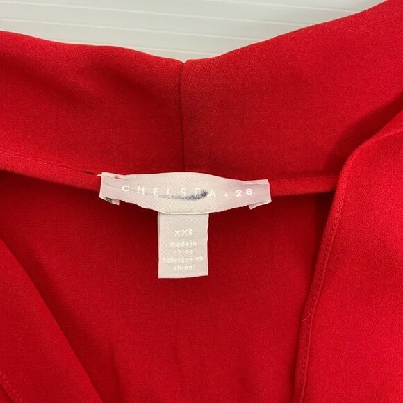 Chelsea 28 Women’s Red Cross Front Faux Wrap Blouse (D14) - Picture 5 of 6